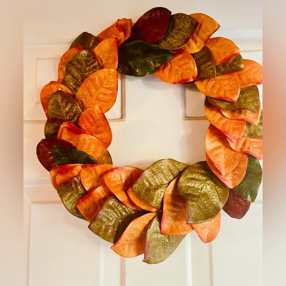 Fall Magnolia Leaves Wreath, 22”